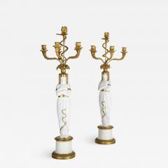  Nast Porcelain Manufactory French Empire period Egyptian style porcelain candelabra - 2284443