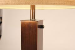  Nessen Studios Pair of 1960s Oil Rubbed Bronze and Travertine Table Lamps by Nessen - 756260