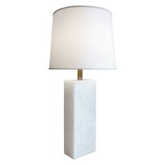  Nessen Studios Pair of Large White Marble Block Table Lamps 1950s - 353253