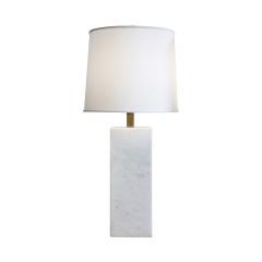  Nessen Studios Pair of Large White Marble Block Table Lamps 1950s - 353254