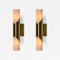  Neuhaus Leuchten Pair of 1960s Neuhaus Leuchten Glass and Brass Sconces By Rolf Krueger - 4591071