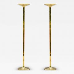  New Society Pair of Vintage brass metal uplighter floor lamps by New Society - 3782105