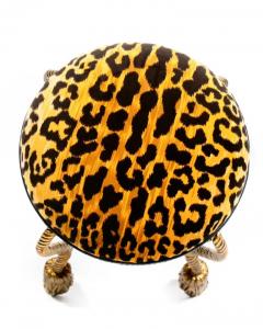  Niccolini Hollywood Regency Gilt Iron Rope Tassel Vanity Stool in Chic Leopard Velvet - 3964576