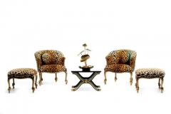  Niccolini Hollywood Regency Napoleon III Style Gilt Rope Tassel Armchairs and Ottomans - 3964598