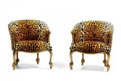  Niccolini Hollywood Regency Napoleon III Style Gilt Rope Tassel Armchairs and Ottomans - 3964599