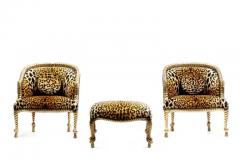  Niccolini Hollywood Regency Napoleon III Style Gilt Rope Tassel Chairs in Leopard Velvet - 3964565