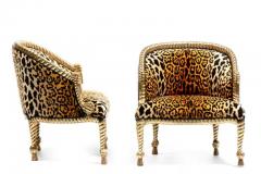  Niccolini Hollywood Regency Napoleon III Style Gilt Rope Tassel Chairs in Leopard Velvet - 3964567