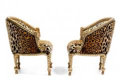  Niccolini Hollywood Regency Napoleon III Style Gilt Rope Tassel Chairs in Leopard Velvet - 3964568