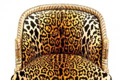  Niccolini Hollywood Regency Napoleon III Style Gilt Rope Tassel Chairs in Leopard Velvet - 3964572