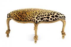  Niccolini Hollywood Regency Napoleon III Style Gilt Rope Tassel Ottomans in Leopard - 3964561