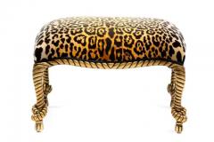  Niccolini Hollywood Regency Napoleon III Style Gilt Rope Tassel Ottomans in Leopard - 3964564