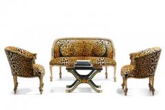  Niccolini Hollywood Regency Napoleon III Style Gilt Rope Tassel Settee in Leopard Velvet - 3964587