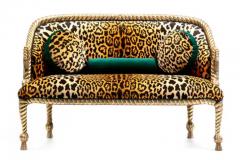  Niccolini Hollywood Regency Napoleon III Style Gilt Rope Tassel Settee in Leopard Velvet - 3964588