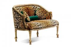  Niccolini Hollywood Regency Napoleon III Style Gilt Rope Tassel Settee in Leopard Velvet - 3964589