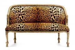  Niccolini Hollywood Regency Napoleon III Style Gilt Rope Tassel Settee in Leopard Velvet - 3964590