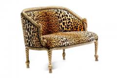  Niccolini Hollywood Regency Napoleon III Style Gilt Rope Tassel Settee in Leopard Velvet - 3964596