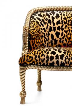  Niccolini Hollywood Regency Napoleon III Style Gilt Rope Tassel Settee in Leopard Velvet - 3964597