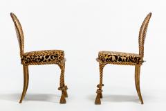  Niccolini Pair of Early 1940s Italian Gilt Rope and Tassel Iron Side Chairs by Niccolini - 4480660