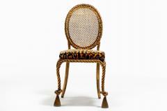  Niccolini Pair of Early 1940s Italian Gilt Rope and Tassel Iron Side Chairs by Niccolini - 4480665