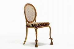  Niccolini Pair of Early 1940s Italian Gilt Rope and Tassel Iron Side Chairs by Niccolini - 4480666