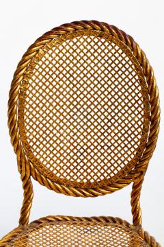  Niccolini Pair of Early 1940s Italian Gilt Rope and Tassel Iron Side Chairs by Niccolini - 4480669