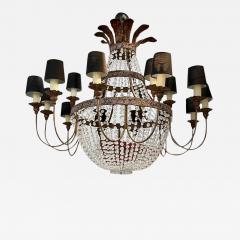  Niermann Weeks Huge Niermann Weeks Wrought Iron Crystal Chandelier - 3210556