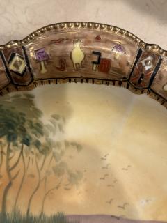  Nippon Sento Co Ltd INDIAN IN CANOE ON LAKE HAND PAINTED NIPPON SCALLOP EDGE BOWL - 4570883