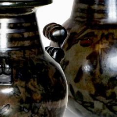  Nittsjo Pair of Art Deco Vases in Black Luster Glaze by Erik Mornils for Nittsjo - 2300285