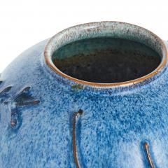  Nittsjo Vase with Flora Reliefs in Ultramarine Blue by Erik Mornils for Nittsjo - 3054257