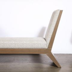  Noel Jeffrey Mid Century Textured Platinum Upholstery Silver Cerused Bench by Noel Jeffrey - 3409000