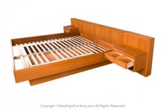  Nordisk Andels Eksport Danish Modern Teak King Platform Bed with Floating Nightstands - 2954339