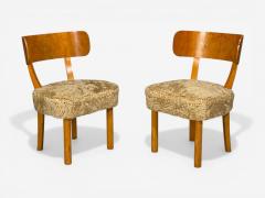  Nordiska Kompaniet Axel Einar Hjorth Rare Birka Chairs Birch Honey Sheepskin Sweden 1930s - 4563614