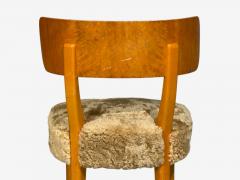  Nordiska Kompaniet Axel Einar Hjorth Rare Birka Chairs Birch Honey Sheepskin Sweden 1930s - 4563620