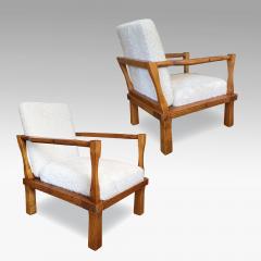  Nordiska Kompaniet Exceptional Pair of Gouged Pine Lounge Chairs Attributed to Axel Einar Hjorth - 2984154