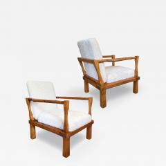  Nordiska Kompaniet Exceptional Pair of Gouged Pine Lounge Chairs Attributed to Axel Einar Hjorth - 2985403