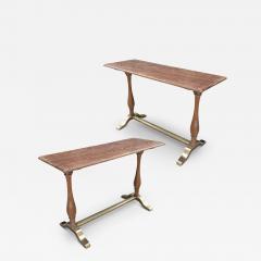  Nordiska Kompaniet Exceptional Pair of Tables in Limed oak with Brass by Nordiska Kompaniet - 3123011