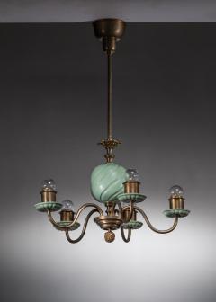  Nordiska Kompaniet Nordiska Kompaniet brass and ceramic chandelier - 4099066