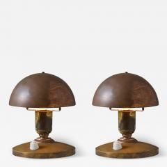  Nordiska Kompaniet Pair of Rare 1940s Metal Table Lamps Attributed to Erik Tidstrand for Nordiska - 3933987