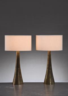  Nordiska Kompaniet Pair of brass Nordiska Kompaniet table lamps - 2288778