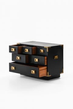  Nordiska Kompaniet Rare Freestanding Bureau in Brass and Leather by Ove Feuk 1960s - 4564967