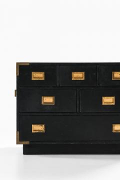  Nordiska Kompaniet Rare Freestanding Bureau in Brass and Leather by Ove Feuk 1960s - 4564968