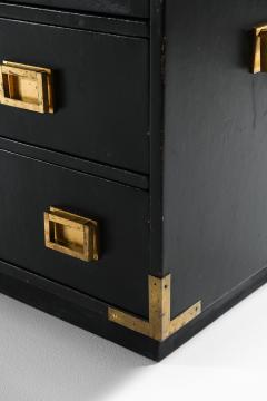  Nordiska Kompaniet Rare Freestanding Bureau in Brass and Leather by Ove Feuk 1960s - 4564969