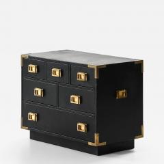  Nordiska Kompaniet Rare Freestanding Bureau in Brass and Leather by Ove Feuk 1960s - 4568080