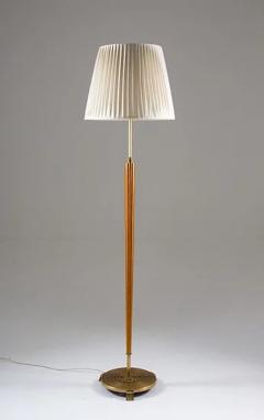  Nordiska Kompaniet Scandinavian Midcentury Brass and Wood Floor Lamp - 2277333