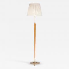  Nordiska Kompaniet Scandinavian Midcentury Brass and Wood Floor Lamp - 2278855