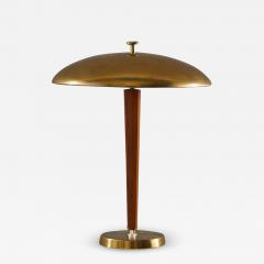 Nordiska Kompaniet Swedish Modern Table Lamp in Brass and Oak by Nordiska Kompaniet NK  - 2840818