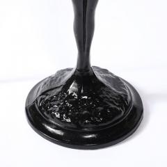  Nuart Creations Art Deco Cobalt Blue Glass Black Enamel Nude Sculpture Table Lamp signed Nuart - 4465514