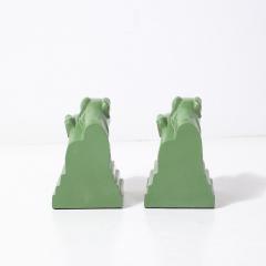  Nuart Creations Pair of Green Enameled Double Greyhound Bookends signed Nuart Creations - 4438737