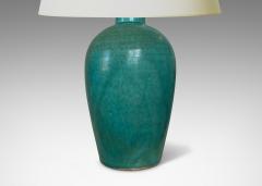  Nylund Krebs Art Deco Functionalist Table Lamp in Turquoise Glaze by Nylund Krebs - 3711268