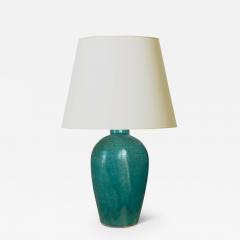  Nylund Krebs Art Deco Functionalist Table Lamp in Turquoise Glaze by Nylund Krebs - 3713099